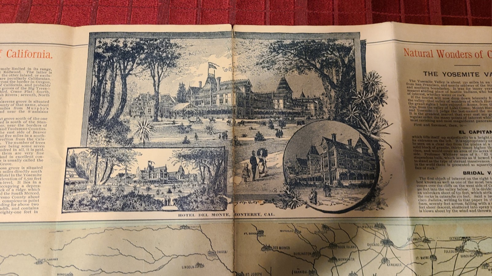 SOUTHERN PACIFIC CO. CLIMATIC MAP CALIFORNIA 1888 SUNSET ROUTE VINTAGE RAILROAD