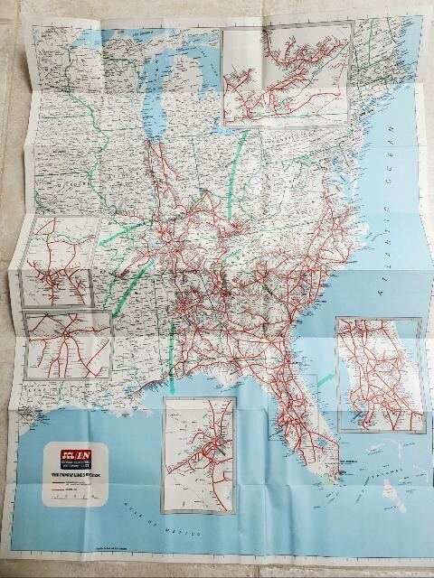 New Never Used 1975 SCL/L&N – Family Lines System Map