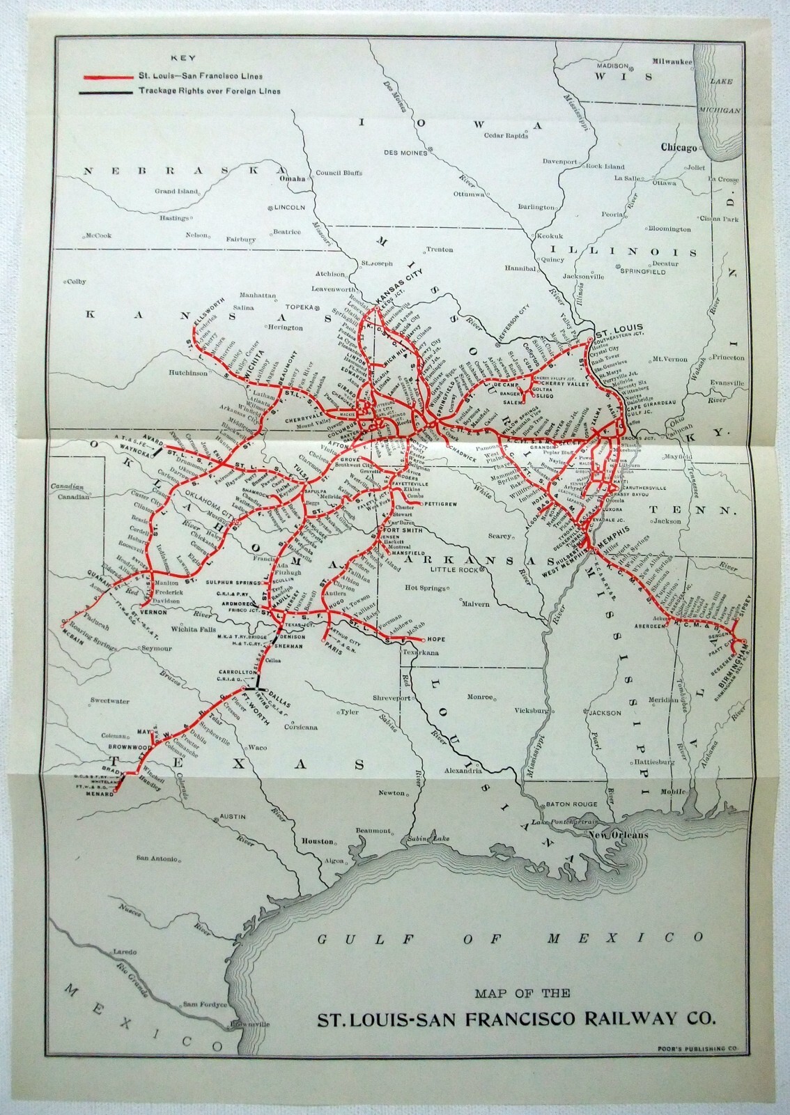 St. Louis San Francisco Railway – Original 1920 System Map. Railroad