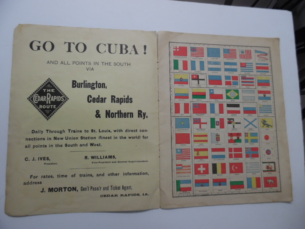 1898 Burlington Cedar Rapids Northern Railway Spanish American War Atlas Antique