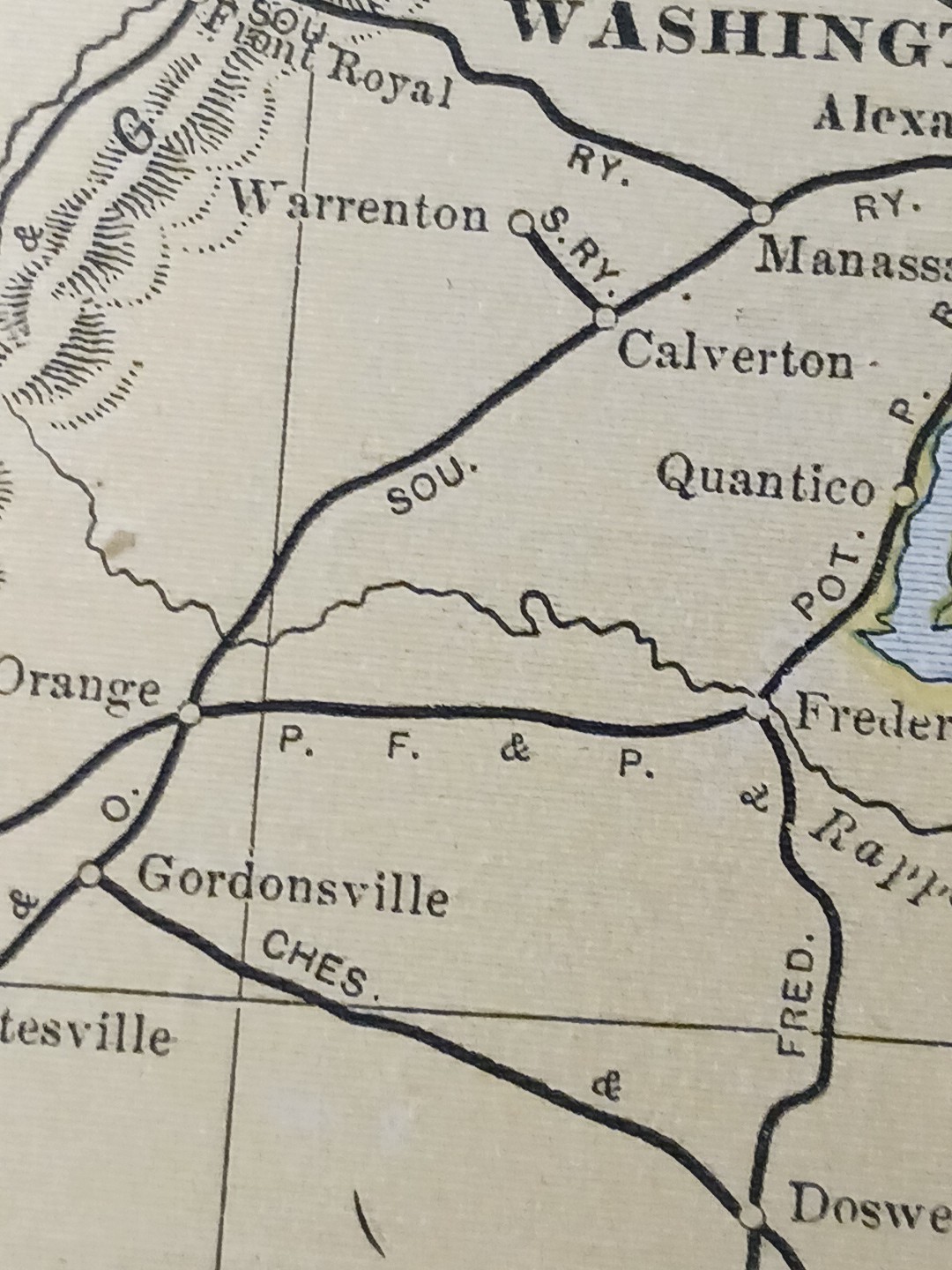 ~1904 Railroad Map West Virginia Maryland Delaware VA all lines Depots 11″x9″