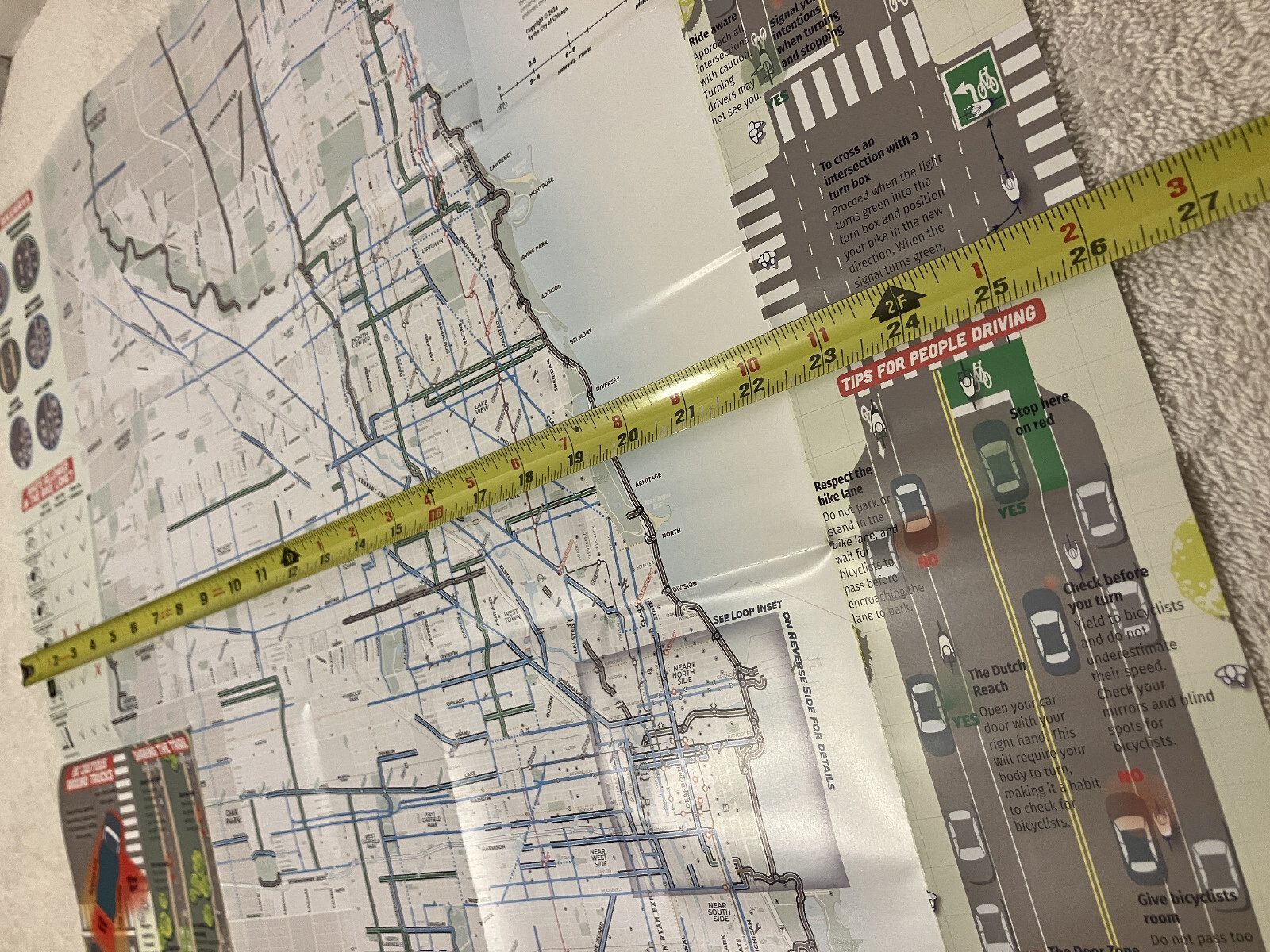 New CHICAGO BIKE MAP Hand-Held Foldable 2-Sided Trails, Bike Lanes & Routes 2024