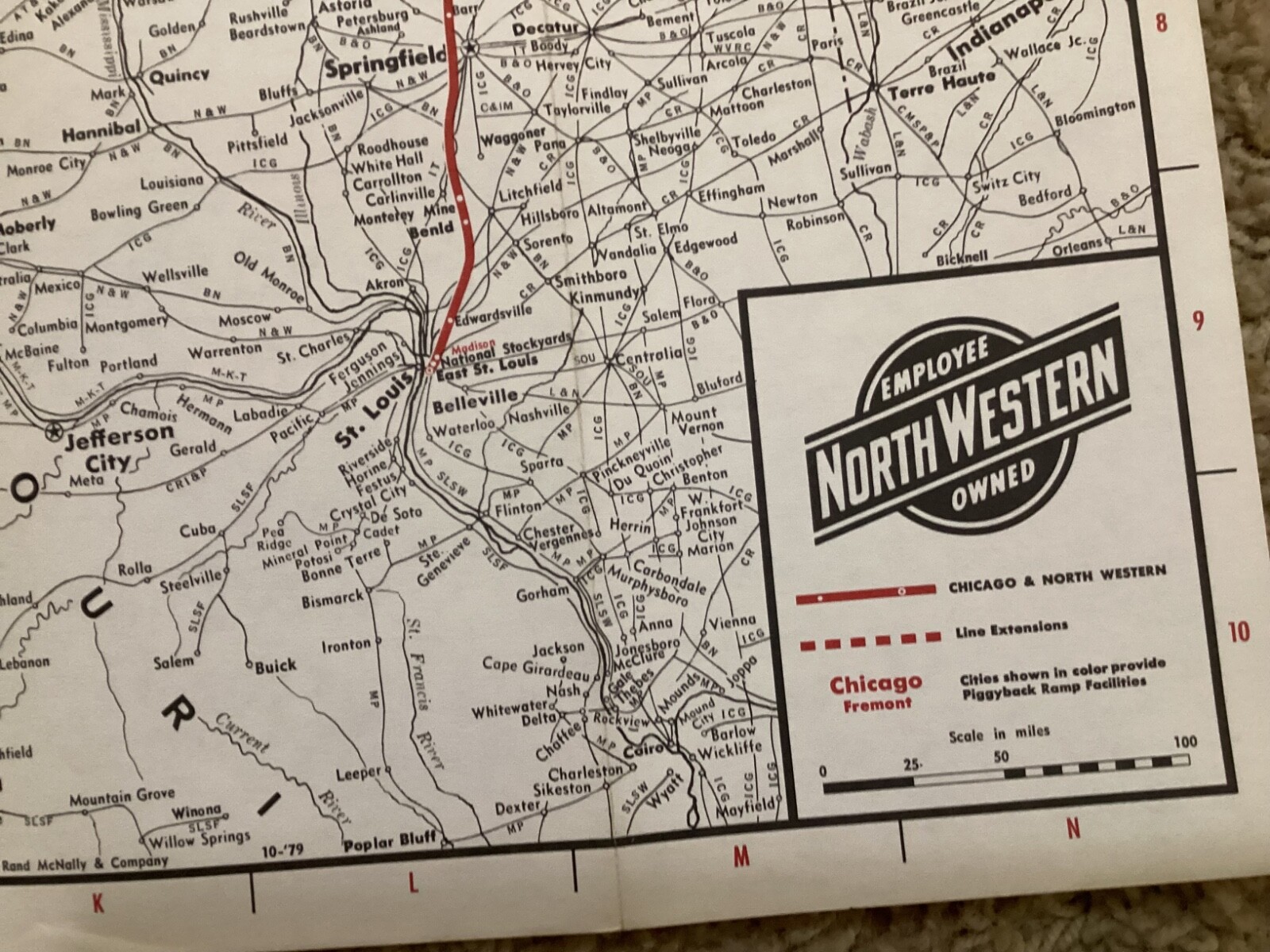 1979 CHICAGO AND NORTH WESTERN TRANSPORTATION COMPANY SYSTEM MAP