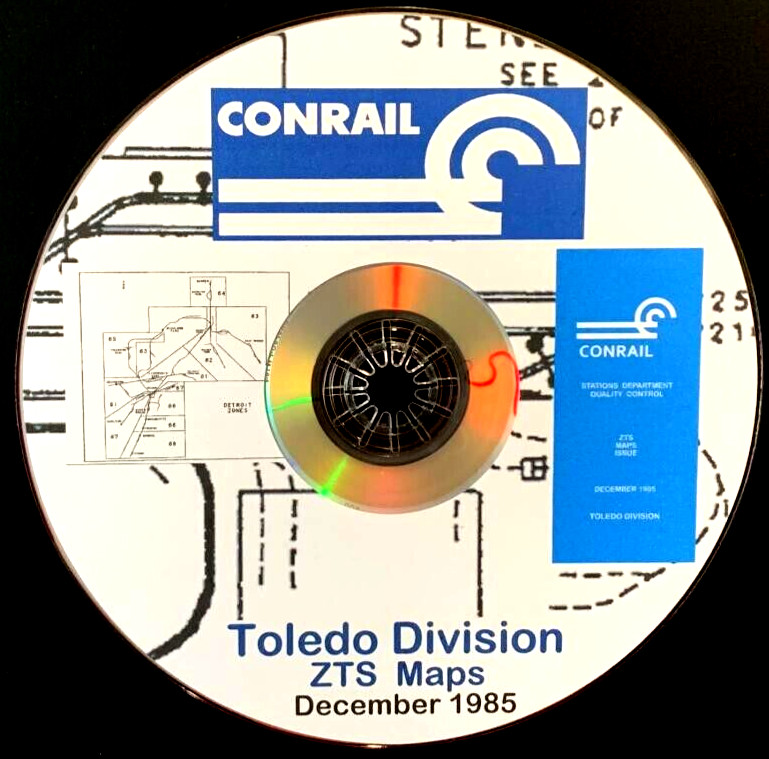 Conrail 1985 Toledo Zone-Track-Spot “ZTS” Maps PDF Pages on DVD