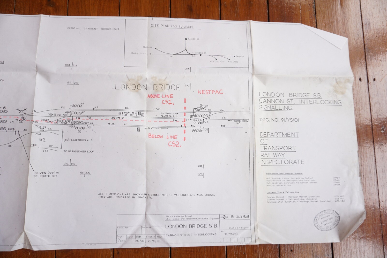 1991 London Bridge Cannon St British Rail Railway Track Plan Map Southern Region