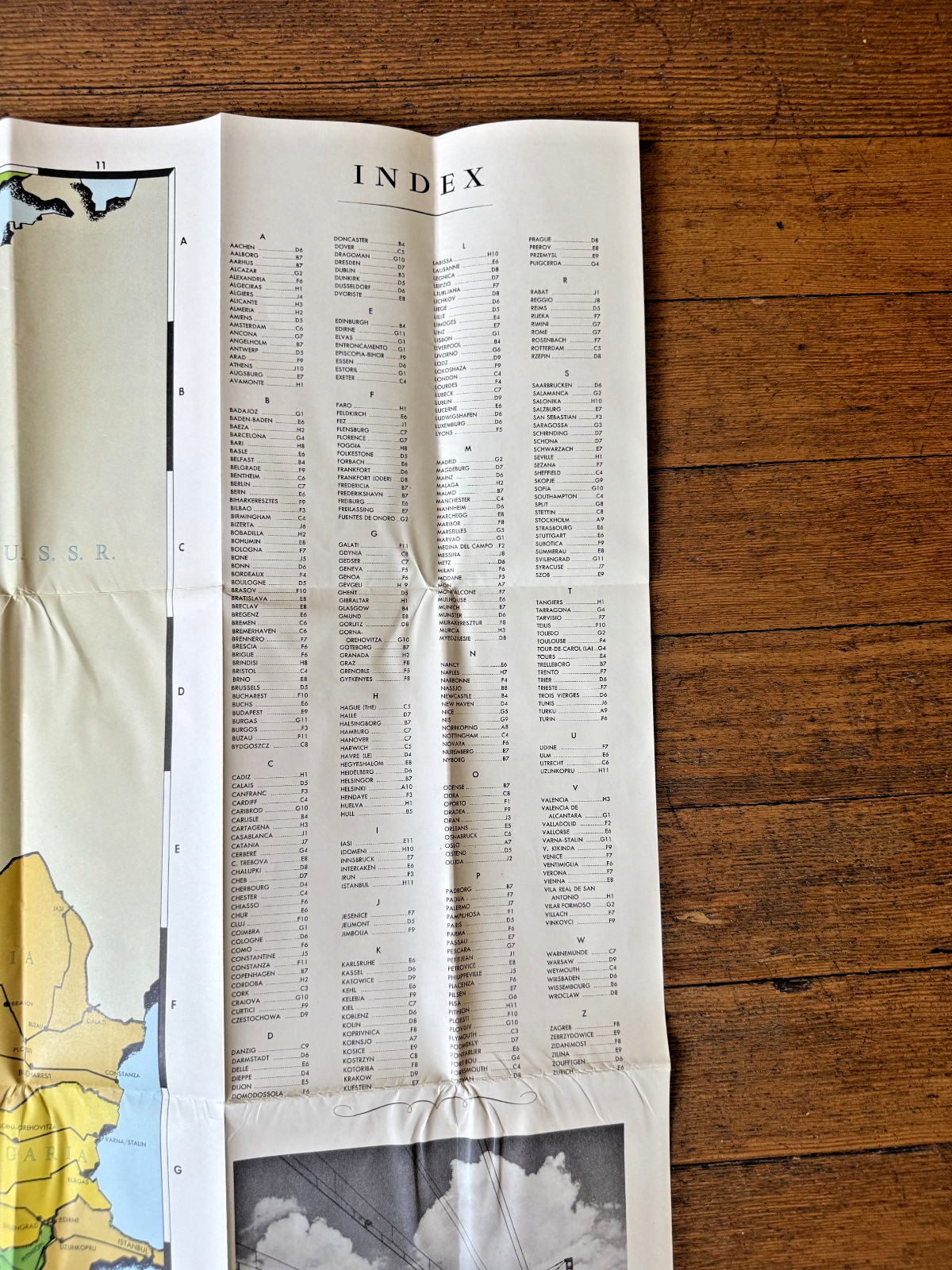 1953 Railroad Map of Europe from Paris via the French National Railroad