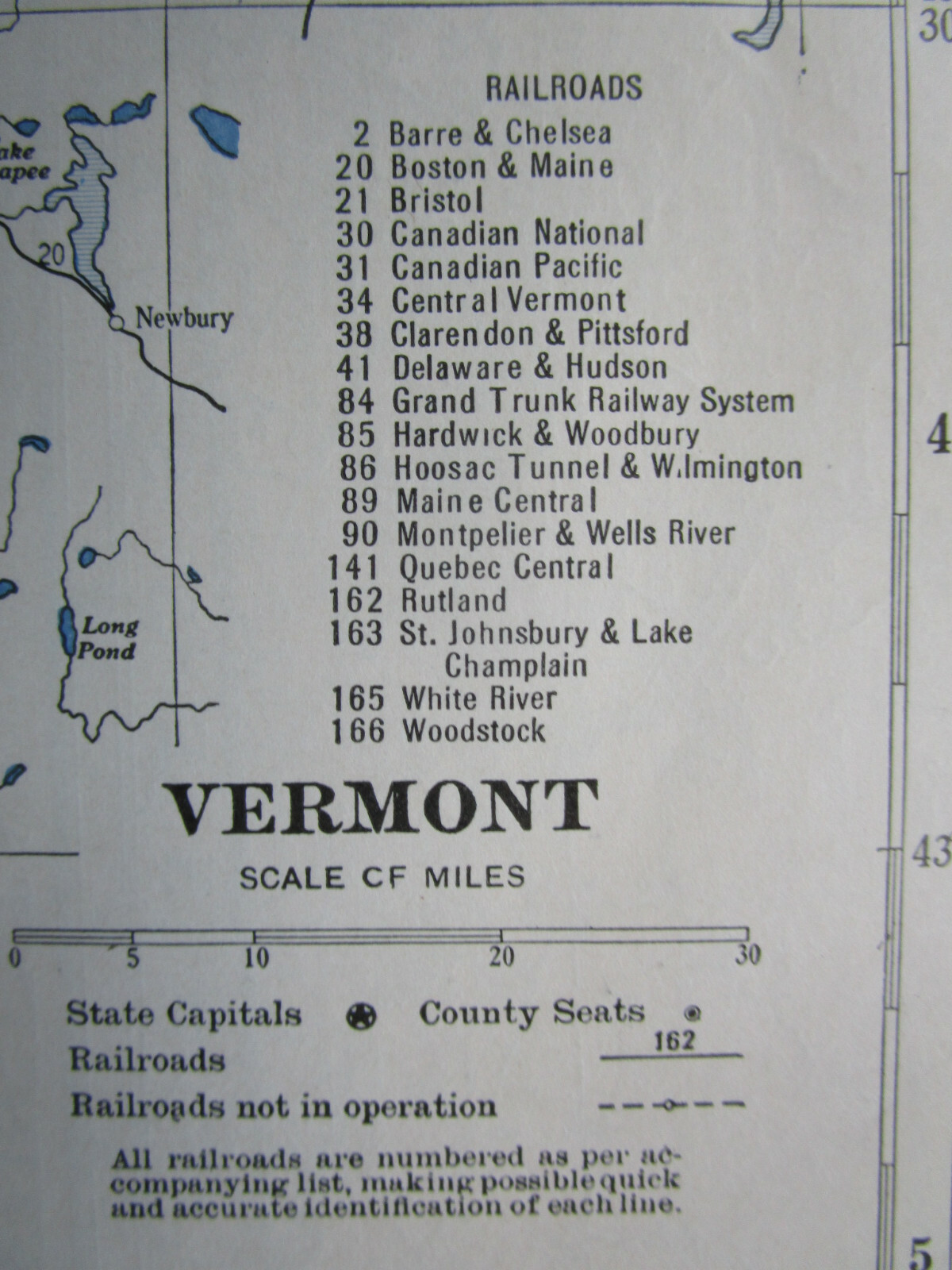 VA VT 1933 VIRGINIA RAILROAD Map WHITE SULPHUR & HUNTERSVILLE RR ~or~ VERMONT
