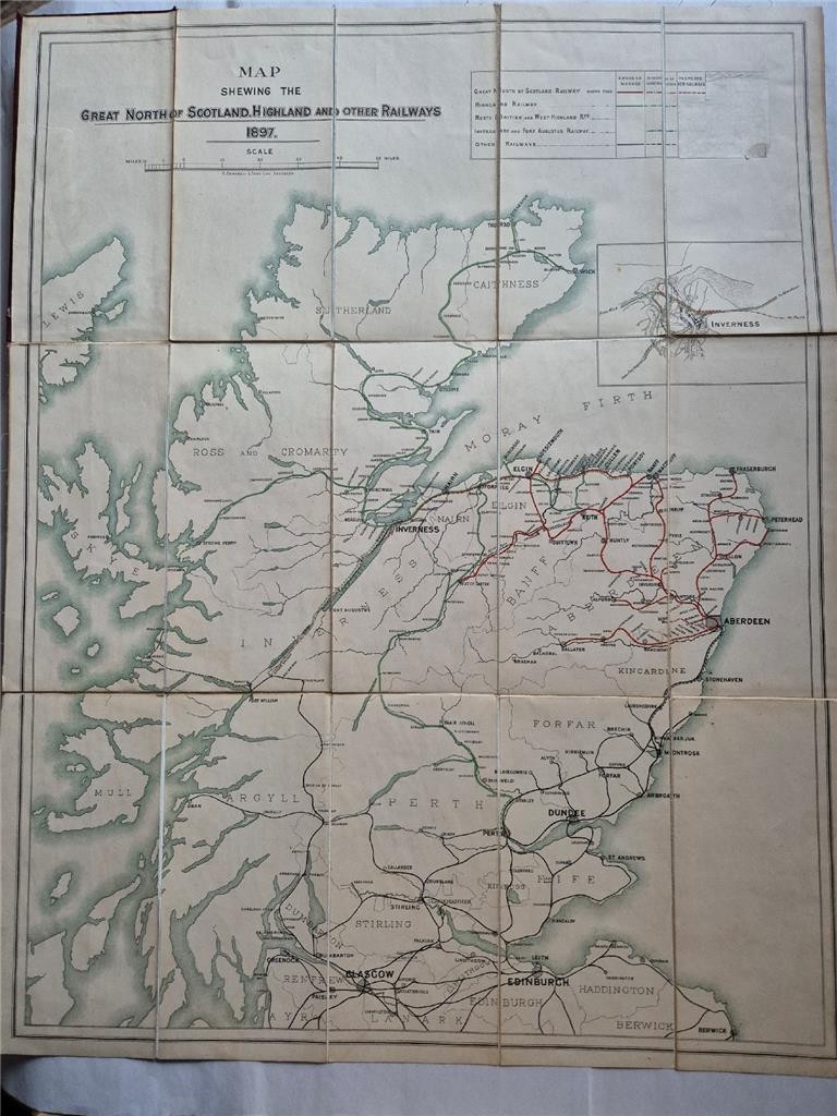 The Great North of Scotland Railway Bill 1897 Large Folding Map Original Scarce