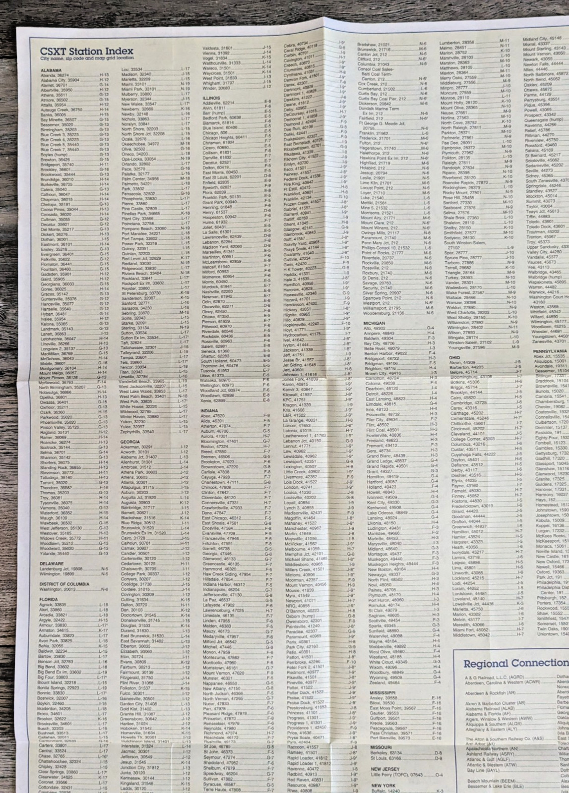 1995 Vintage CSX Transportation Railroad System Map