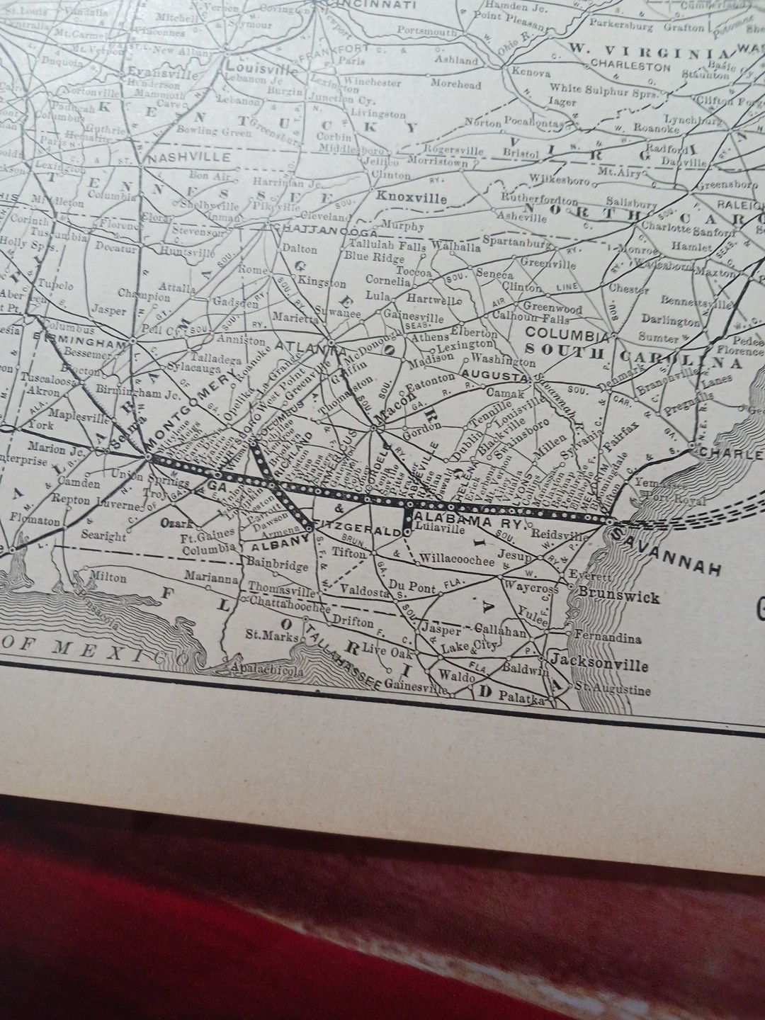 1897 Train Route Map GEORGIA & ALABAMA RAILWAY & Connections Steamship Railroad