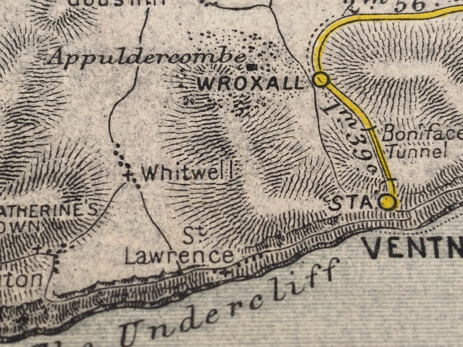 AIREY ISLE OF WIGHT RAILWAY MAP 1893 RYDE FRESHWATER BEMBRIDGE COWES VENTNOR