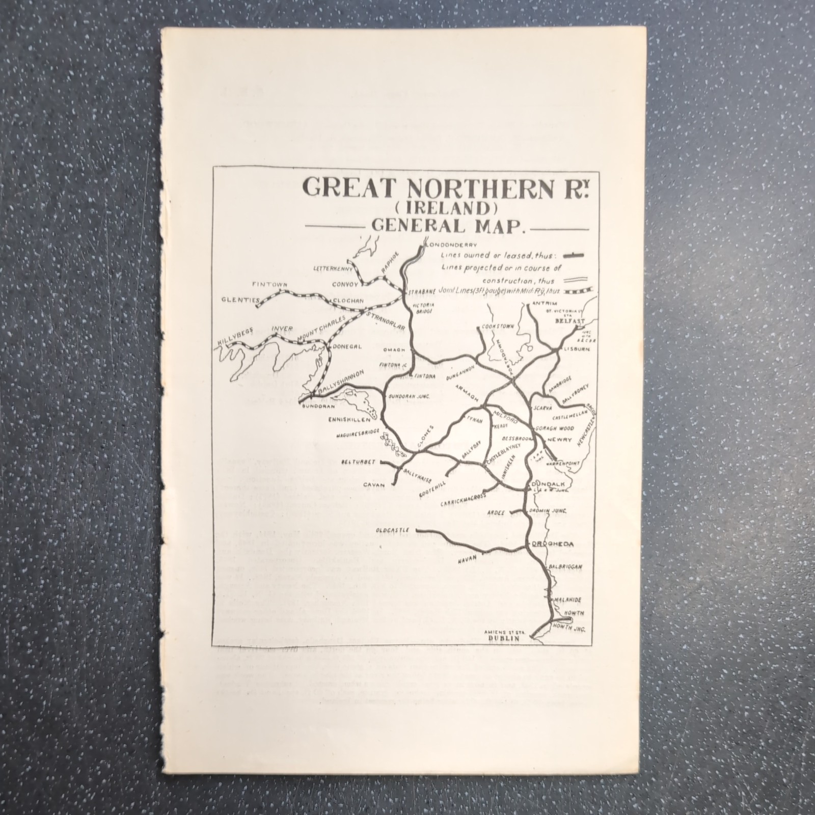 Original 1922 Map Of Great Northern Ireland Railway General Map