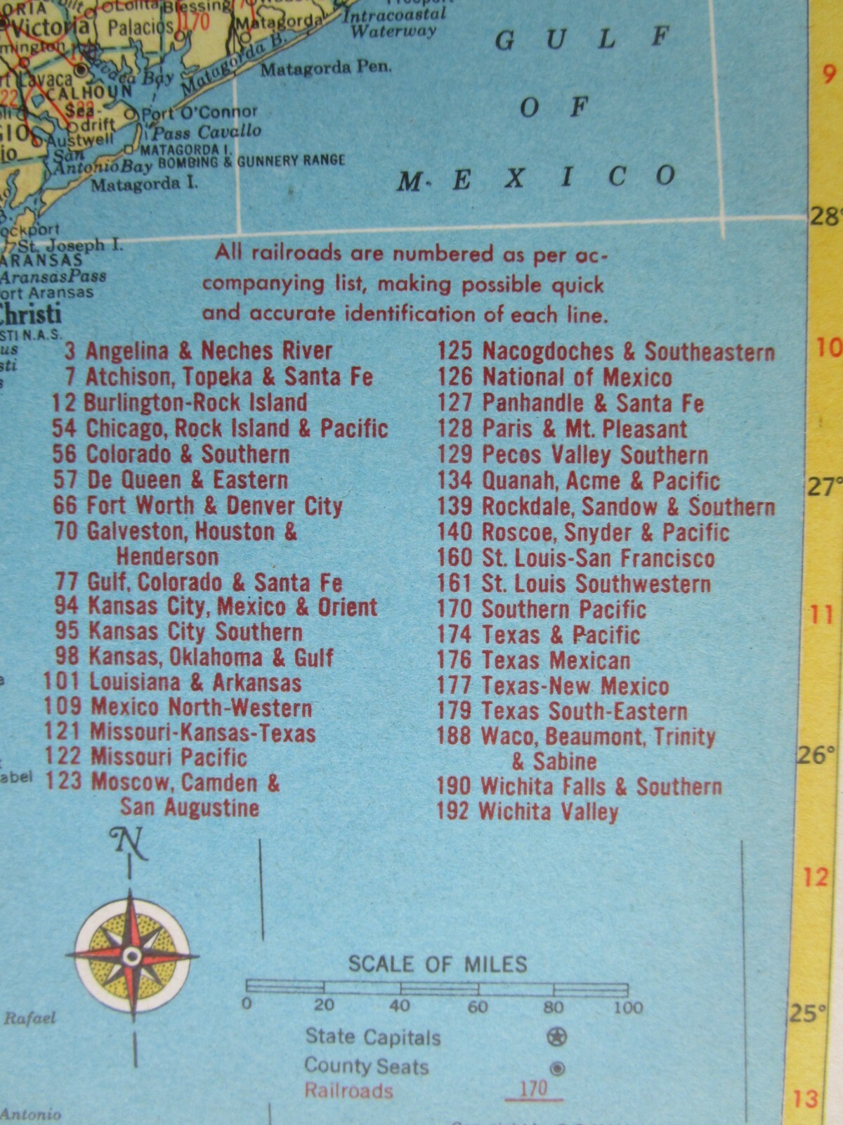 TX UT 1952 TEXAS RAILROAD MAP. ROCKDALE SANDOW & SOUTHERN RR or UTAH 1950s