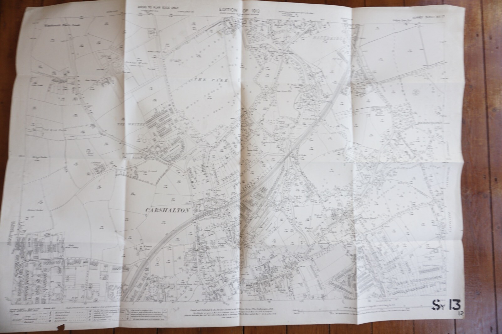 1913 Carshalton South london & Peckham & Sutton OS Railway Map