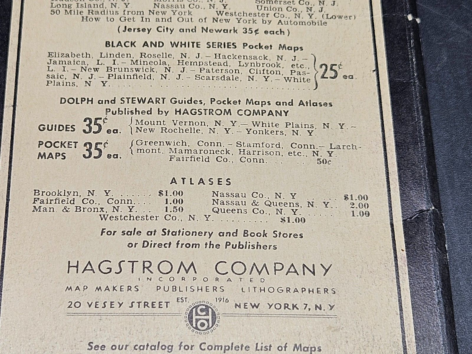 VINTAGE ORIGINAL 1946 HAGSTROM’S STREET ROAD MAPS ~ BRONX & MANHATTAN NY