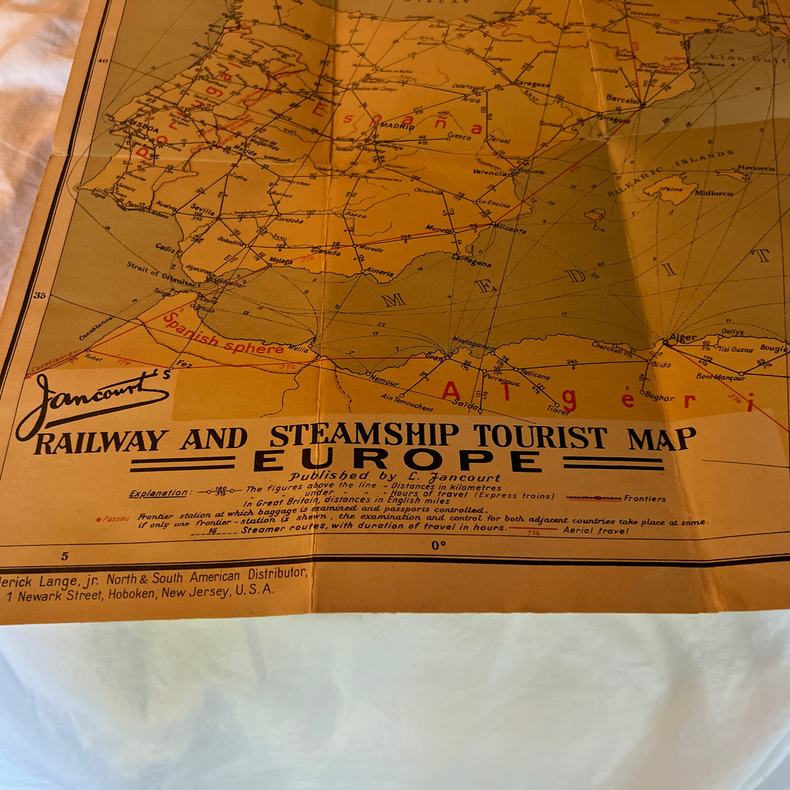 Jancourt’s railway and steamship tourist map of Europe