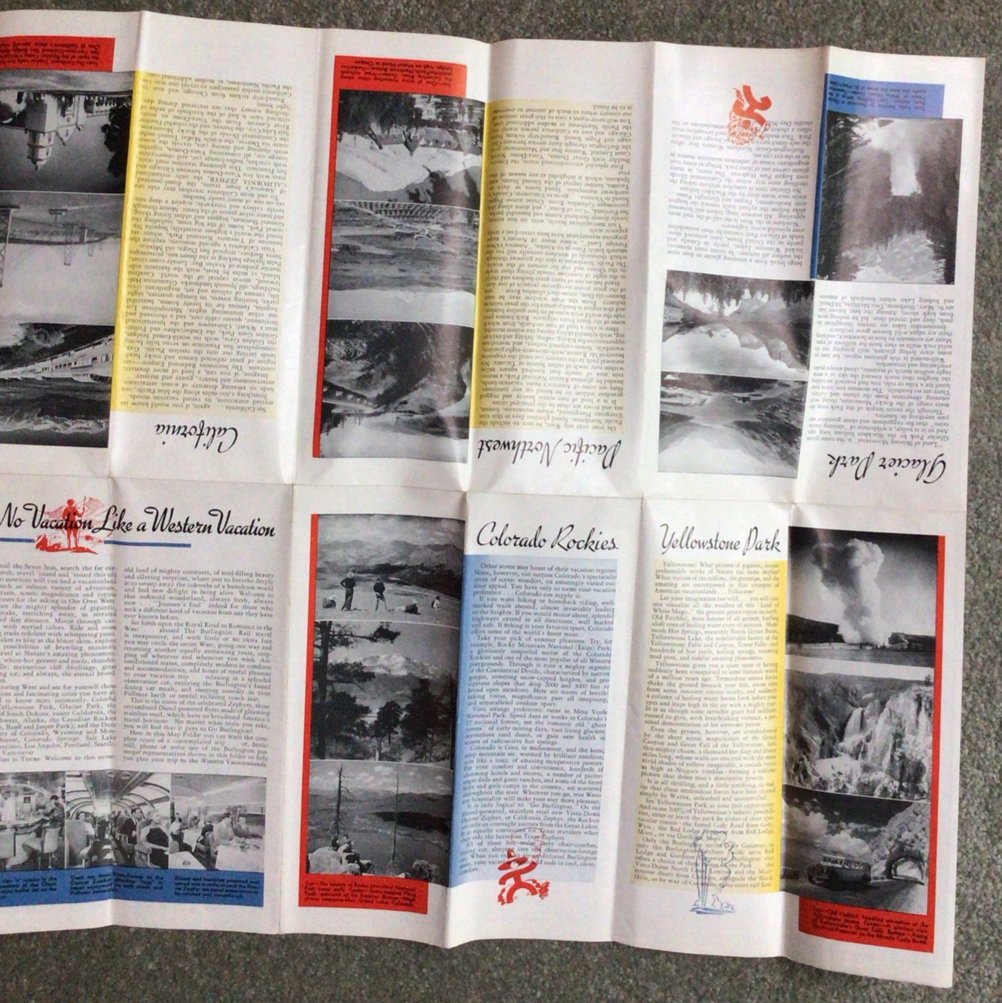 1960 Jan Burlington Route United States Map & Vacation Guide Way Of Zephyrs
