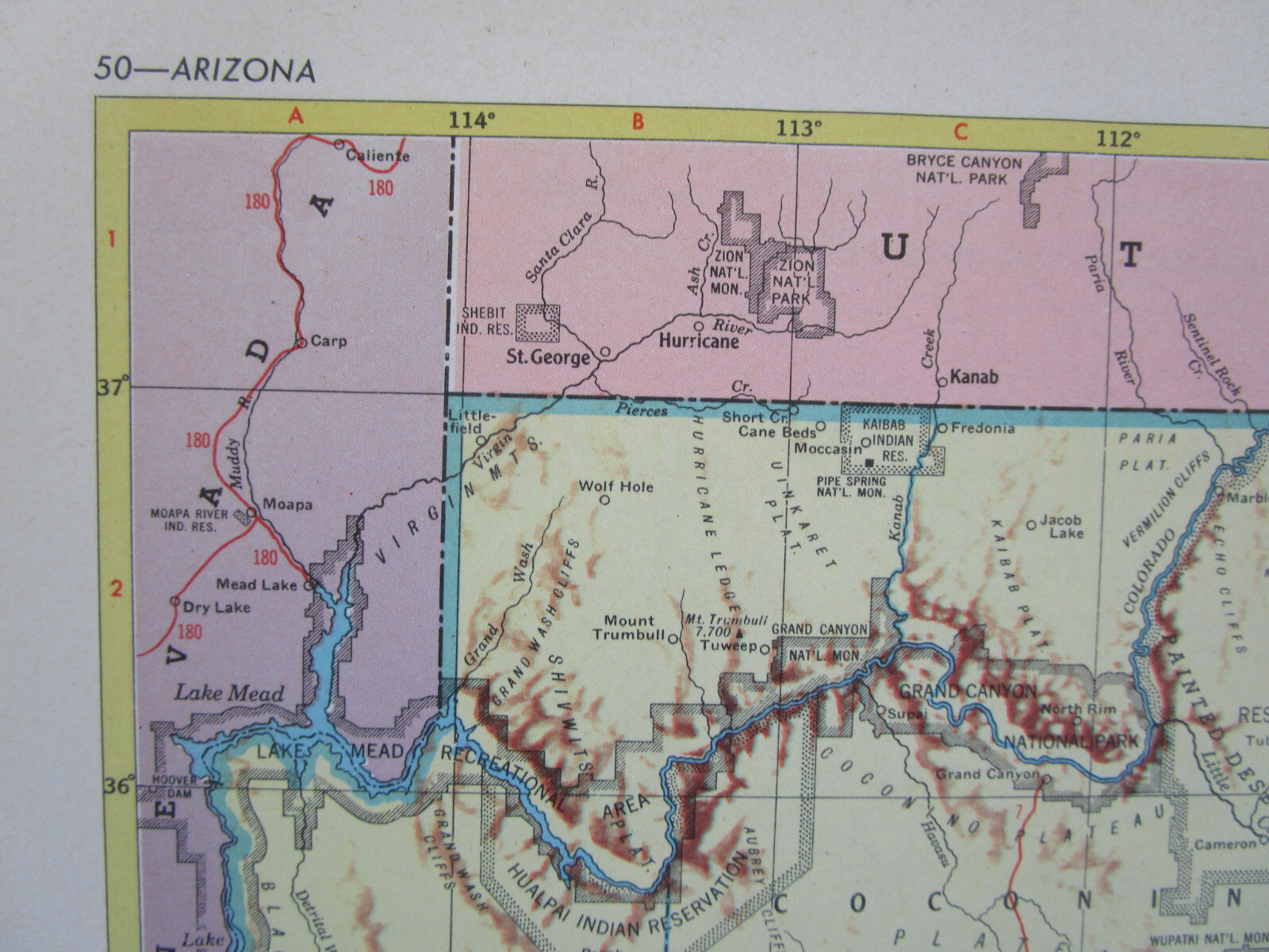 AL AZ Vintage 1952 ALABAMA RAILROAD Map. CHATTAHOOCHEE VALLEY RR or ARIZONA