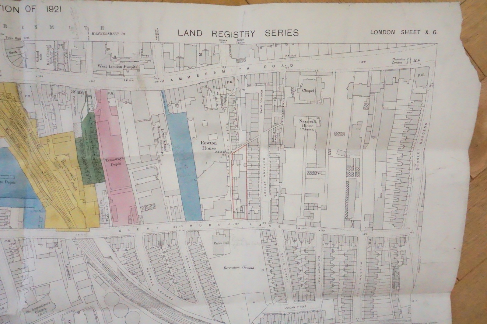 1921 Hammersmith Fulhan London Railway OS Railway Map **