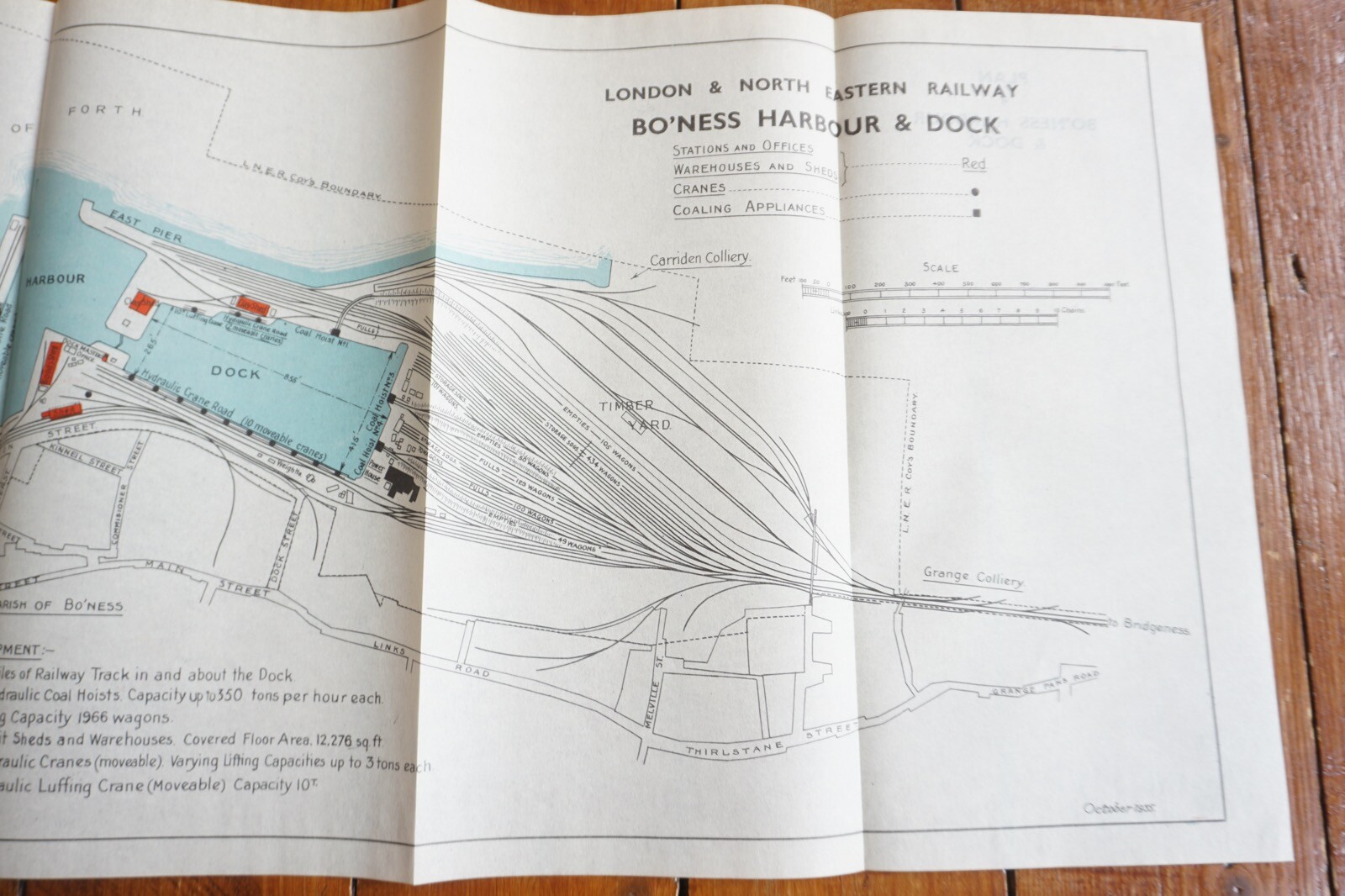 1935 LNER Bo’Ness Harbour & Docks Railway Plan Map