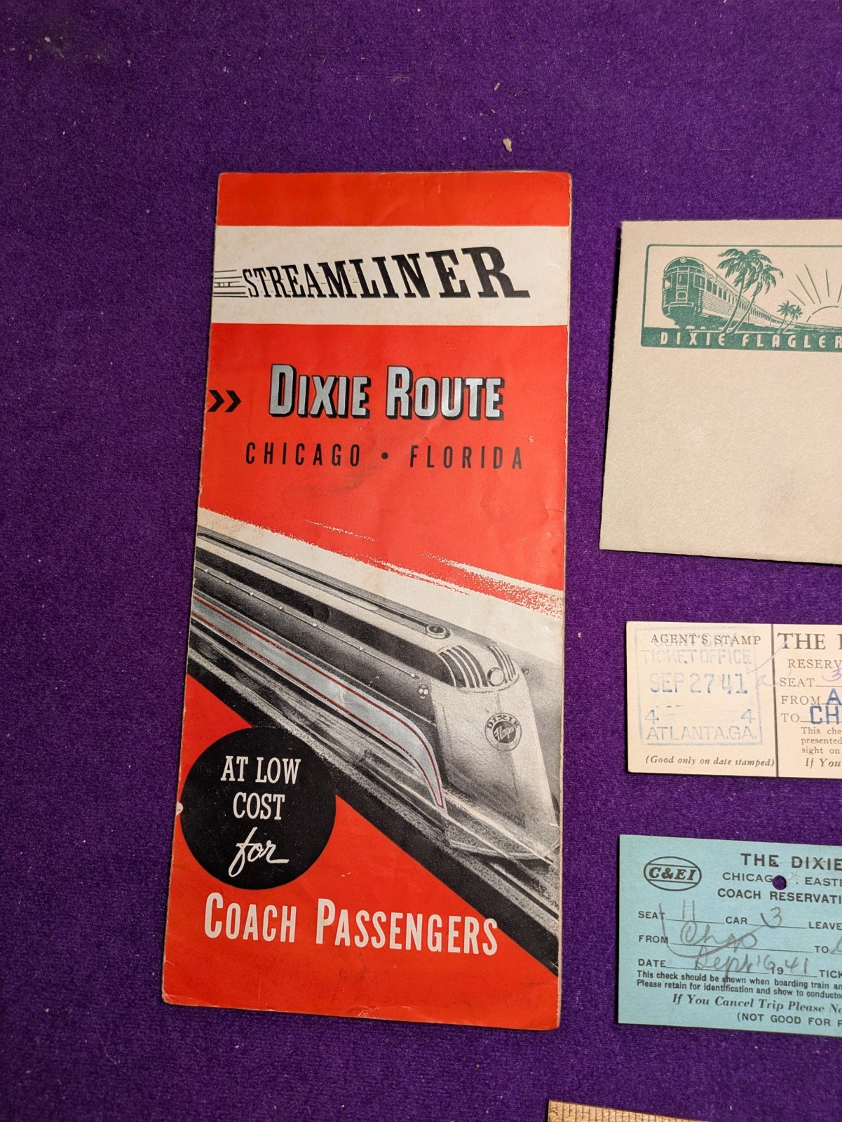 Vintage Streamliner Flagler Route Railroad Brochure Schedule Tickets Rare