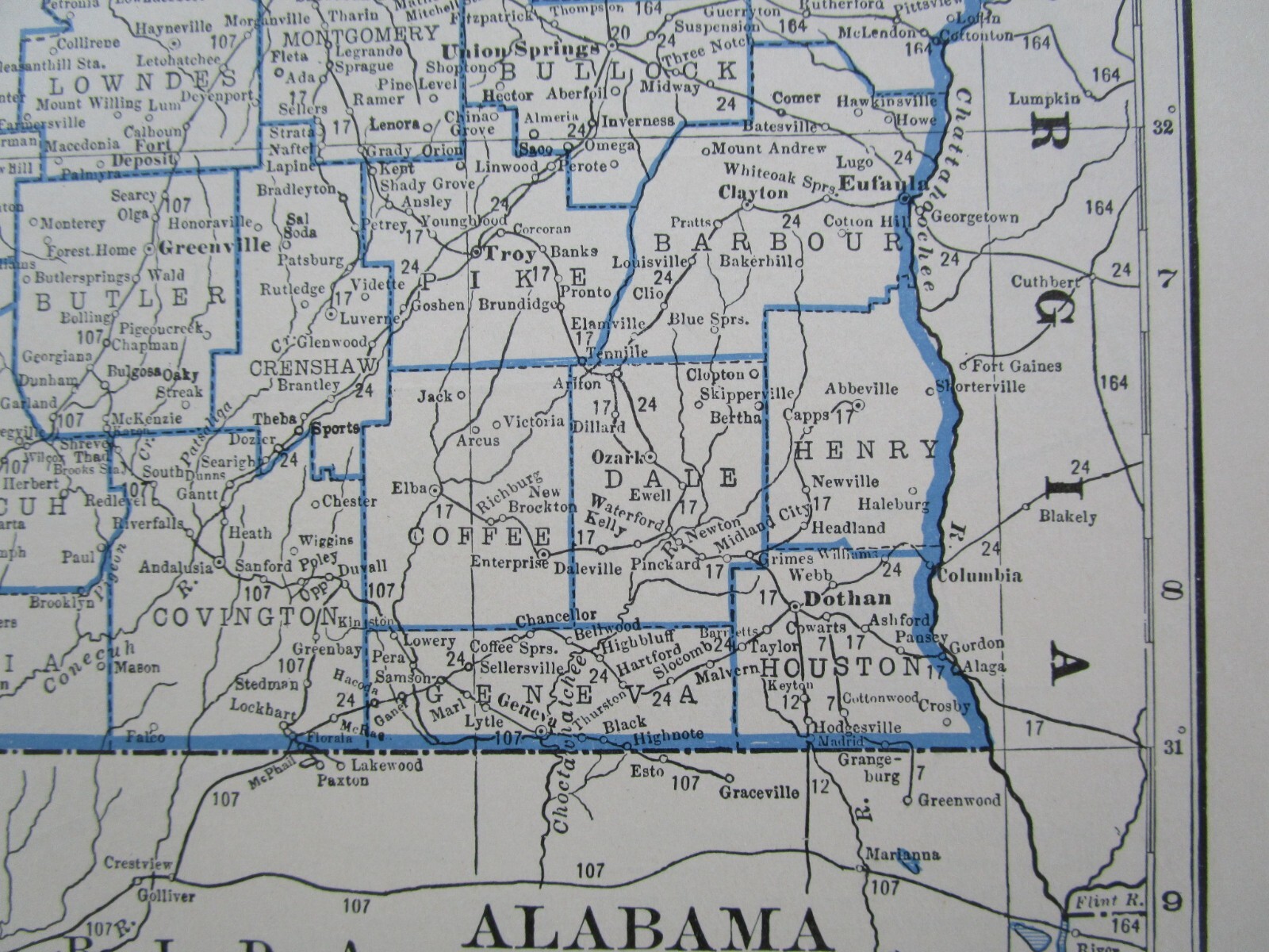AZ AL GREAT DEPRESSION era 1931 ARIZONA RAILROAD Map NACOZARI RR or ALABAMA