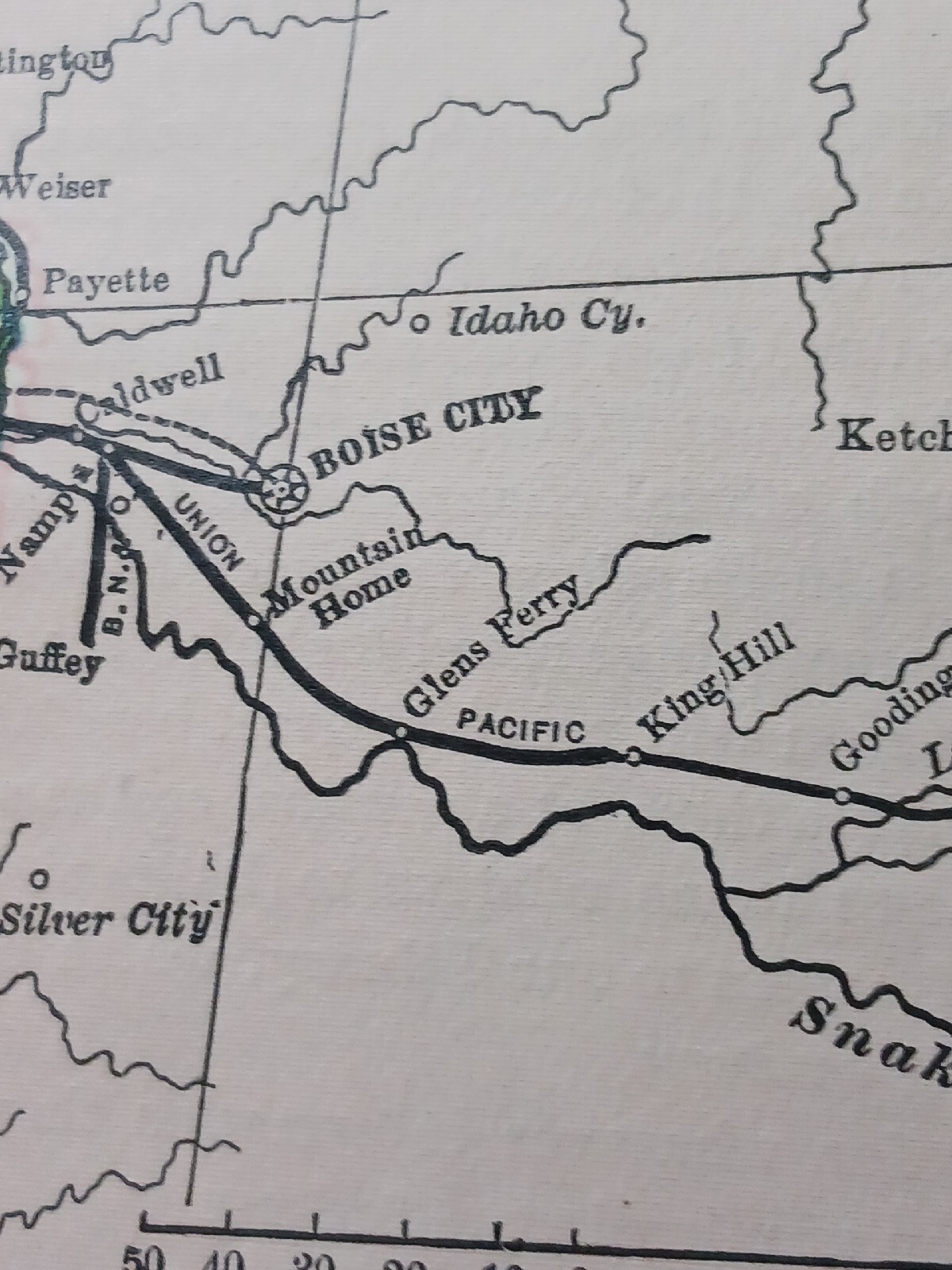 ☆1898 ORIGINAL Railroad Map IDAHO WASHINGTON OREGON All Train Routes 11″x9″