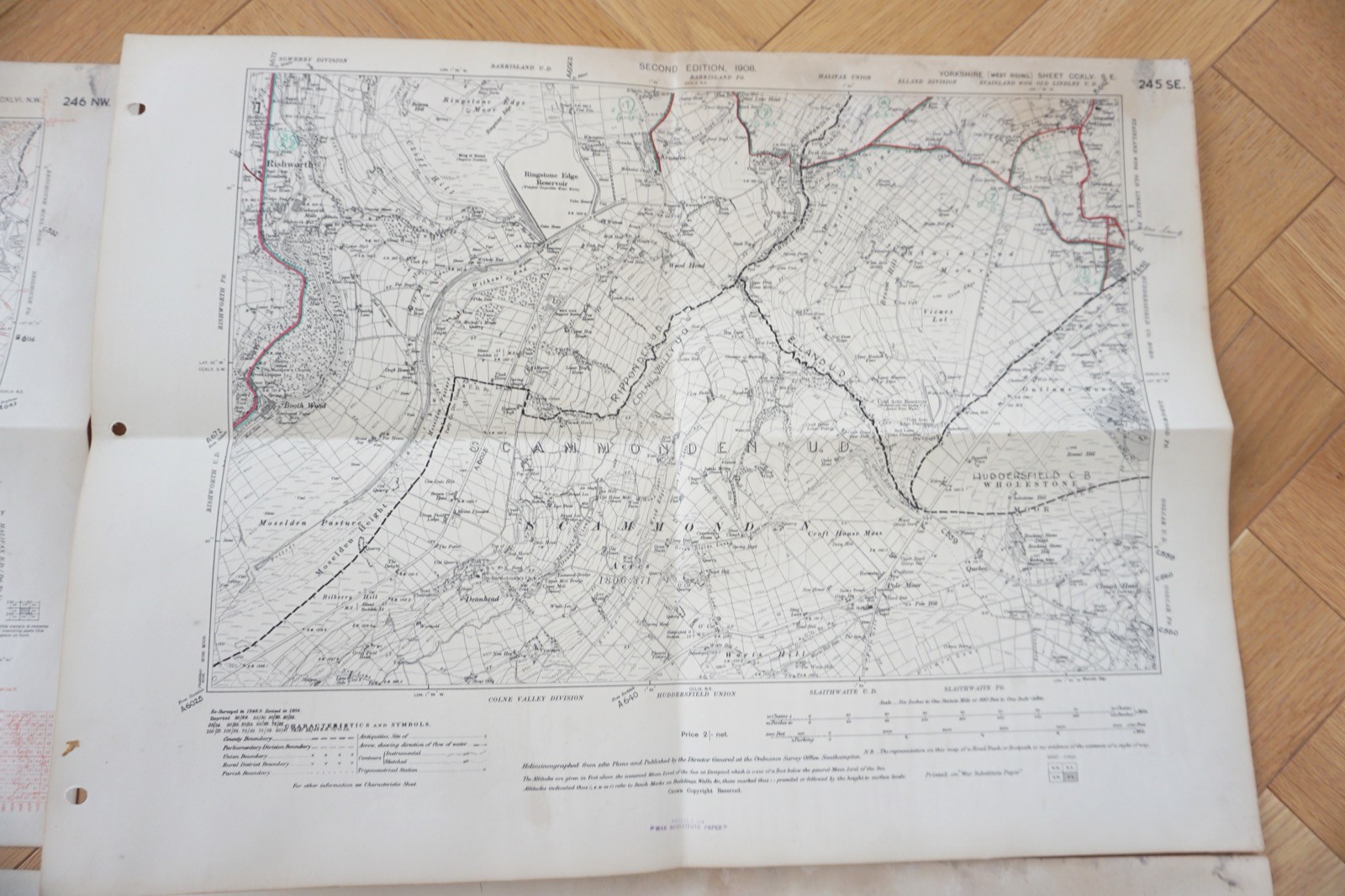 1908 & 1938 Yorkshire Area LNER LMS Railway OS Linen Map x4 Scammond Elland