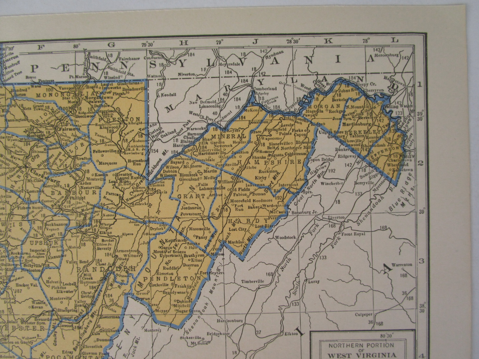 WA WV 1934 WASHINGTON State RAILROAD Map. Twin City RR or WEST VIRGINIA B&O PRR