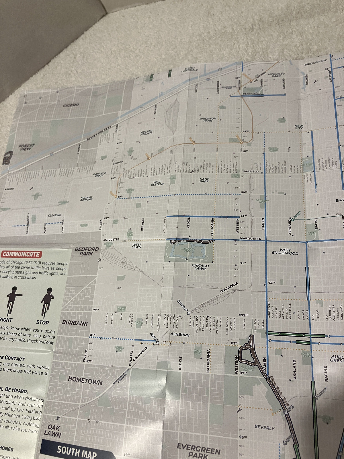 New CHICAGO BIKE MAP Hand-Held Foldable 2-Sided Trails, Bike Lanes & Routes 2024
