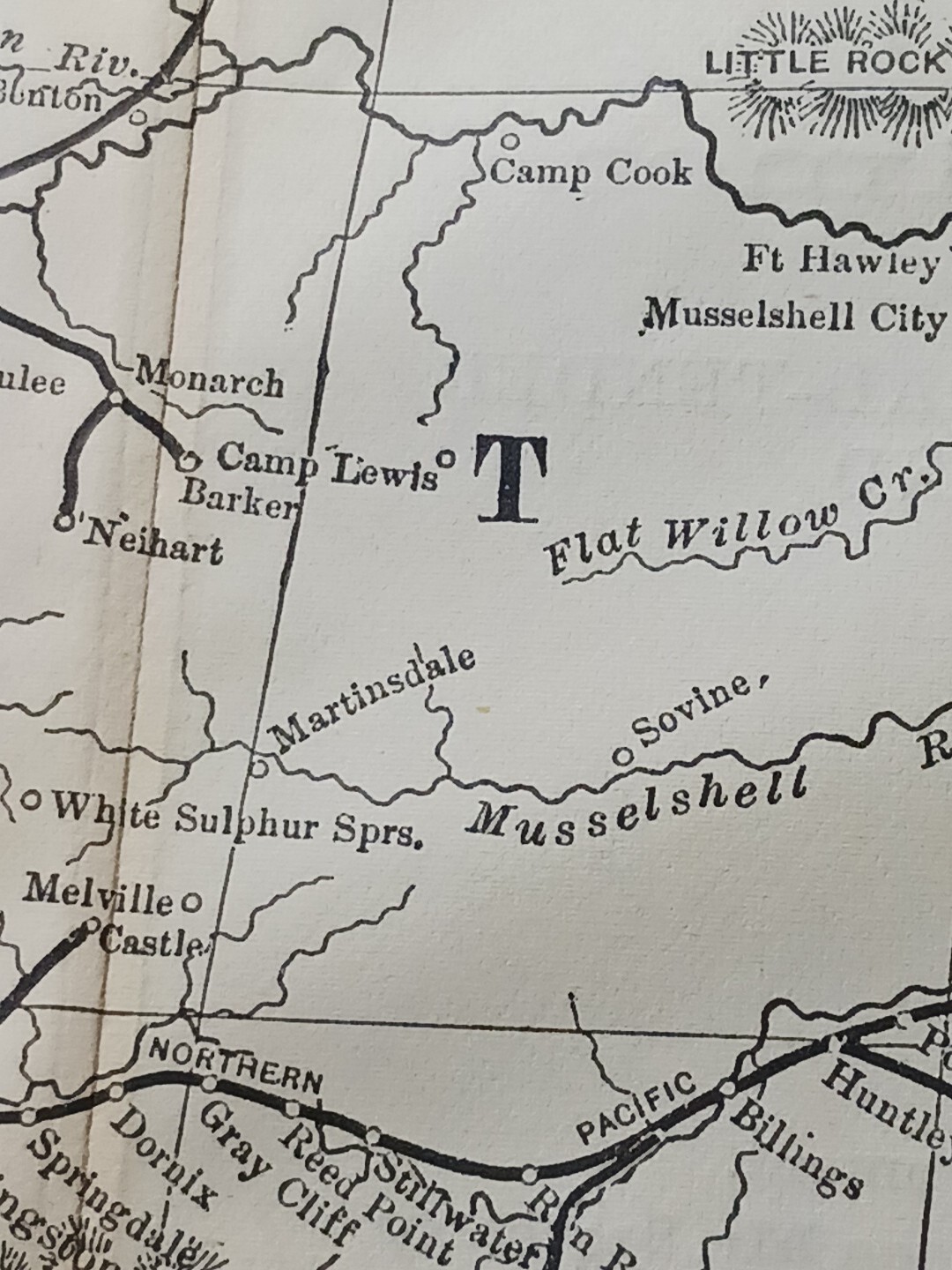 ☆1895 Antique Train Route Map Wyoming Montana All Railroad Lines Marked 11″×9″