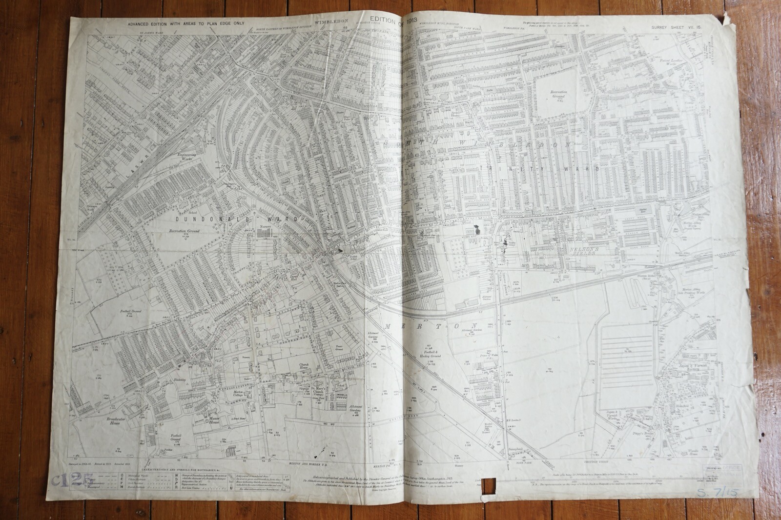 1913 Dundonald South Wimbledon Merton LSWR LBSCR Railway OS Map