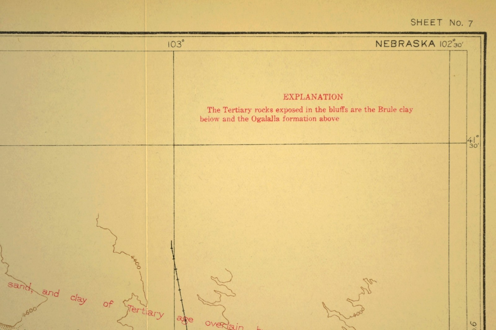 1915 Antique Union Pacific Railroad Map Sidney Nebraska Chappell NE Geological