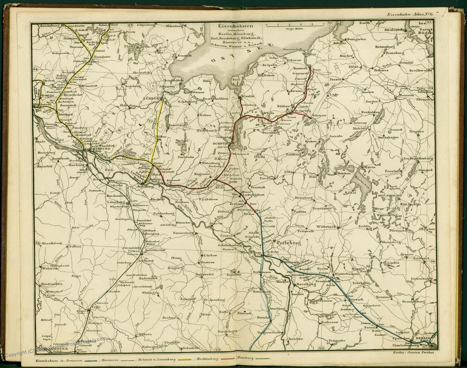 1847 Railway Atlas Germany Belgium Northern Italy Stuelpnaegel 48886