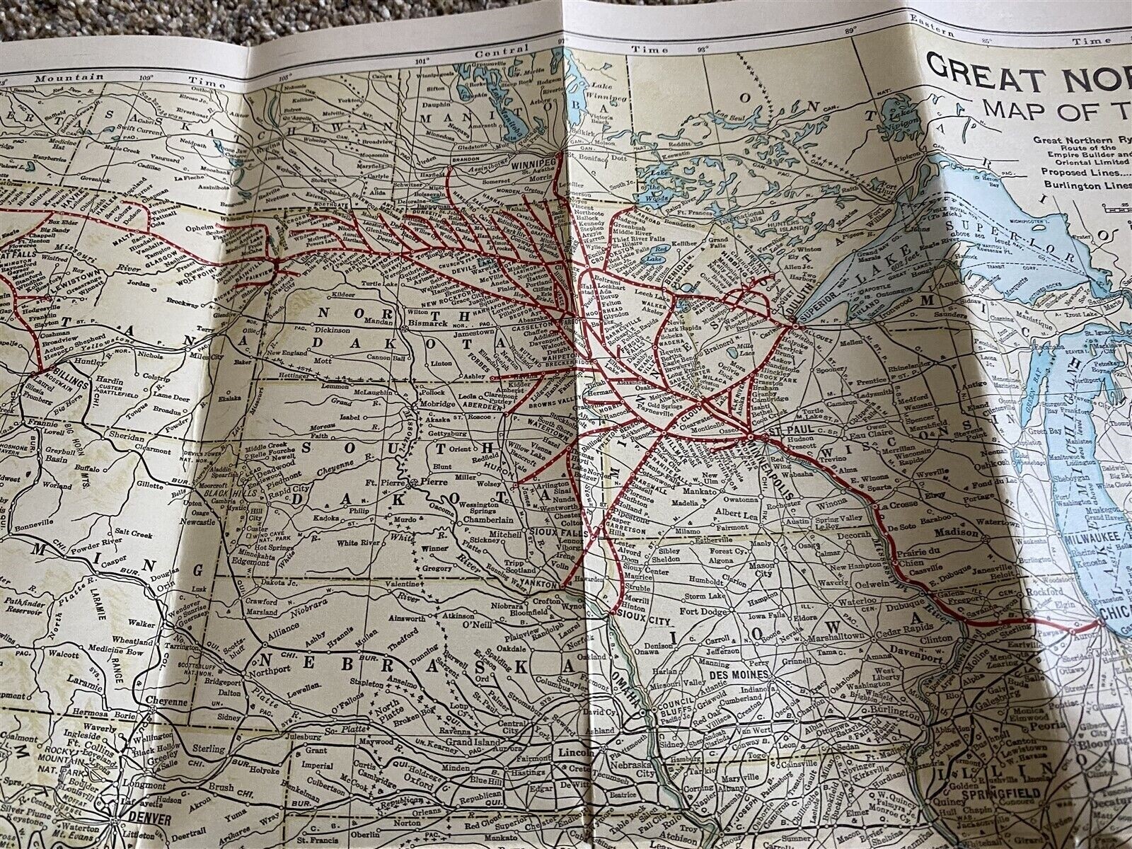 1932 Great Northern Railroad Empire Builder Map of the United States & Brochure