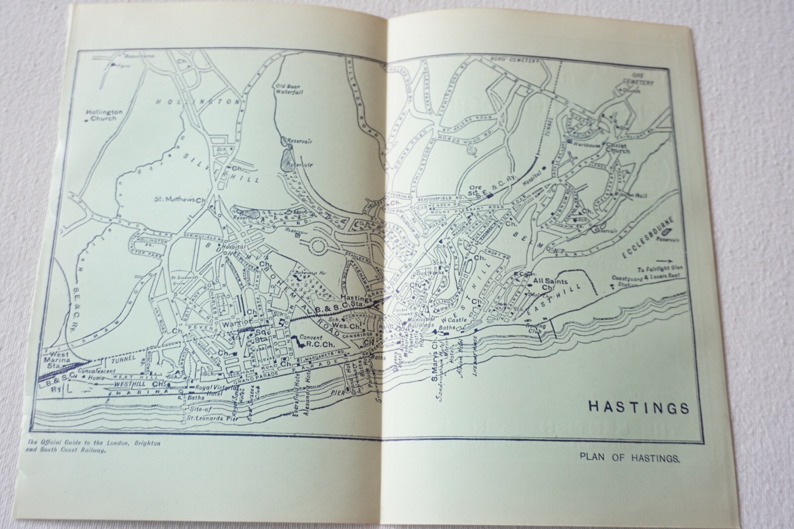 1912 London Brighton South Coast LBSCR Railway Map of Hastings VGC