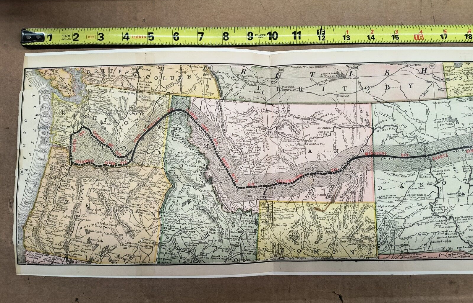 1879-1880 Northern Pacific Railroad & Connections Map