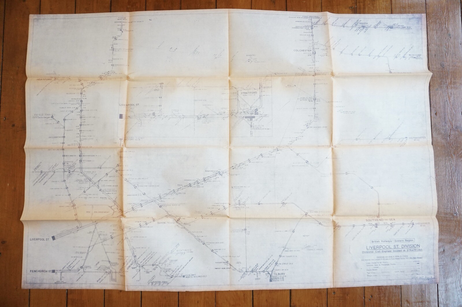 1966 British Rail Eastern Region Liverpool Street Division Railway Track Map