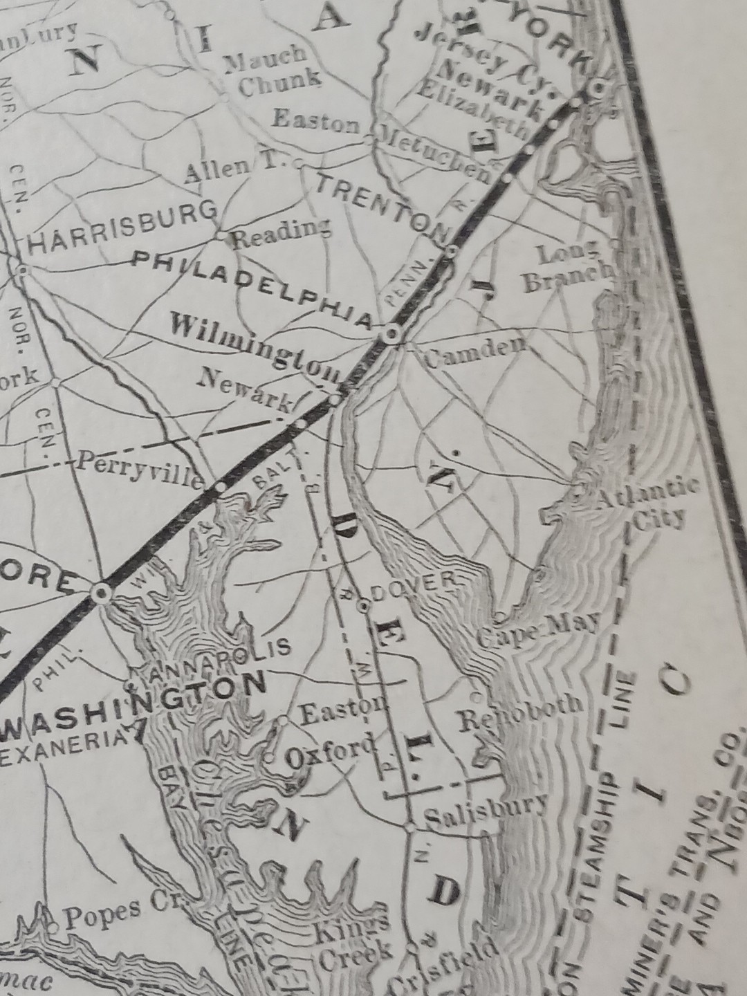 ~1910 Antique Railroad Map CHESAPEAKE & OHIO RAILWAY All Train Routes & Depots