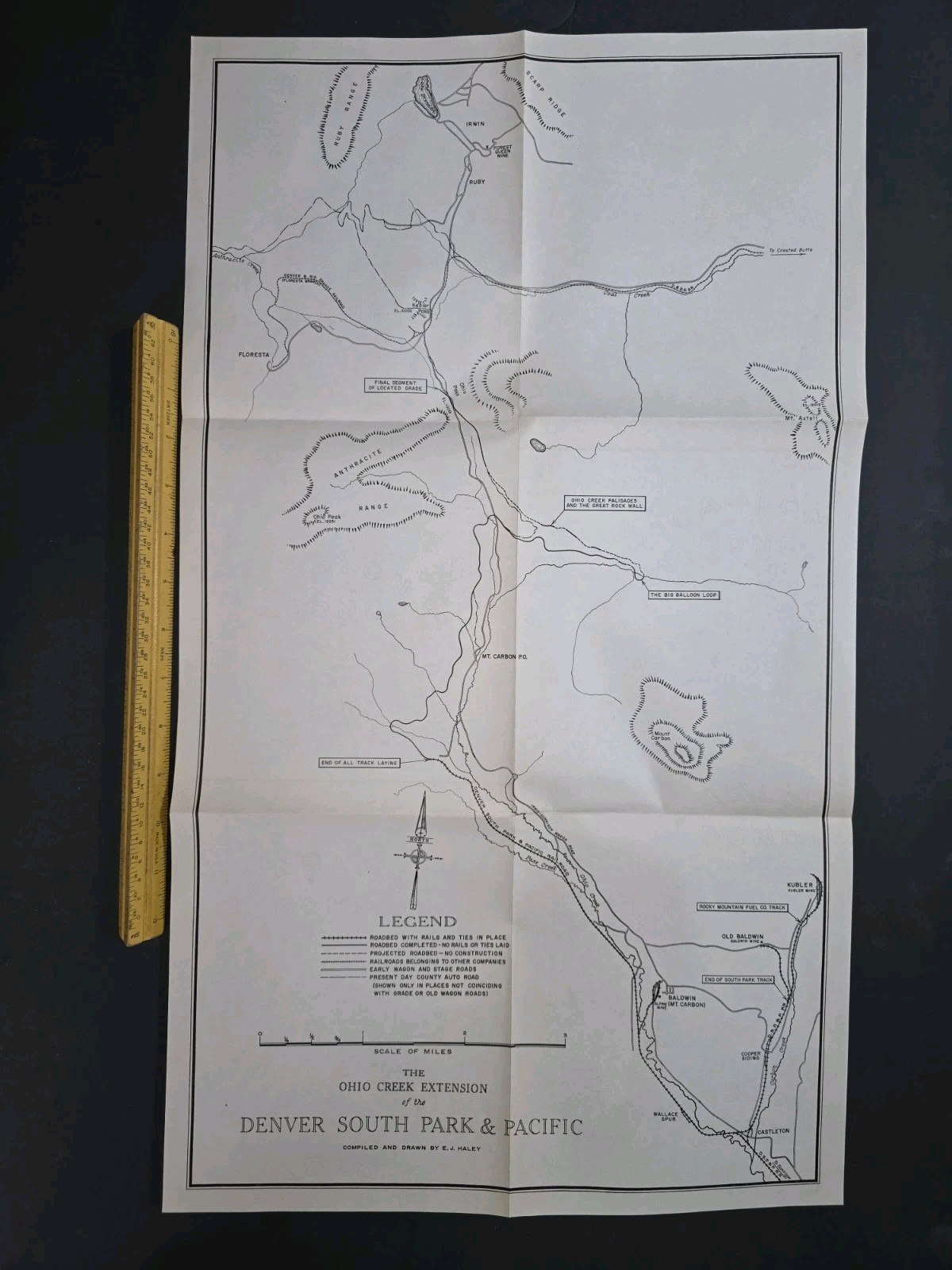 Original 1900s Map Ohio Creek Extension Of The Denver South Park & Pacific RR
