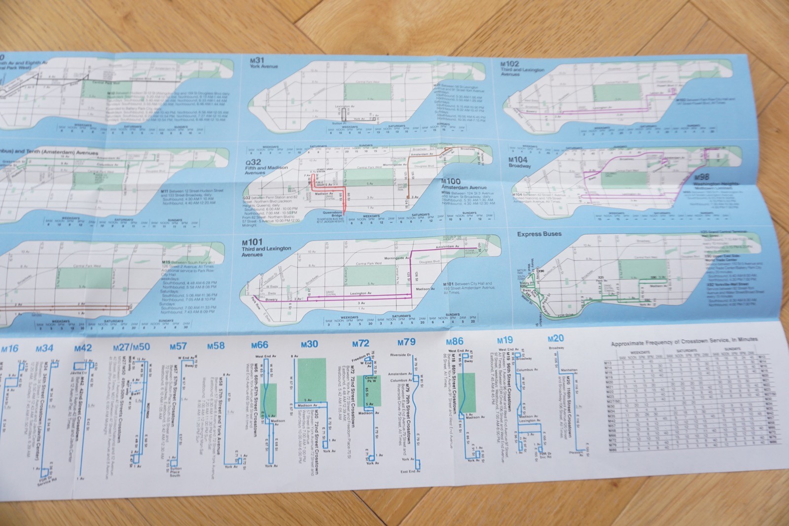 1990 Manhattan New York Bus Guide Bus Map VGC