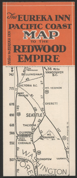 1930 Pacific Coast Strip Map to the Redwood Empire