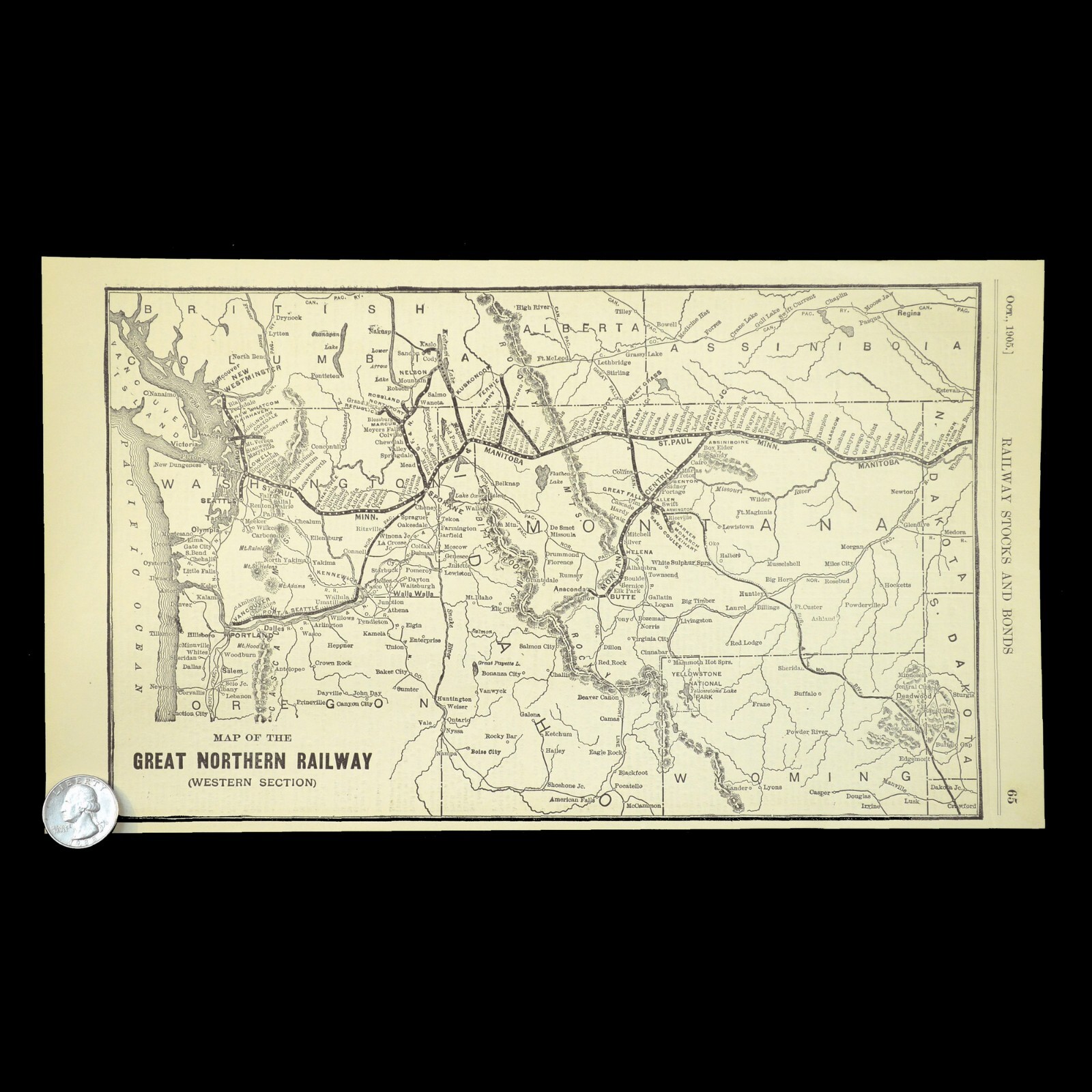 Vintage GREAT NORTHERN Railway Map North Dakota Eastern Minnesota Old Antique