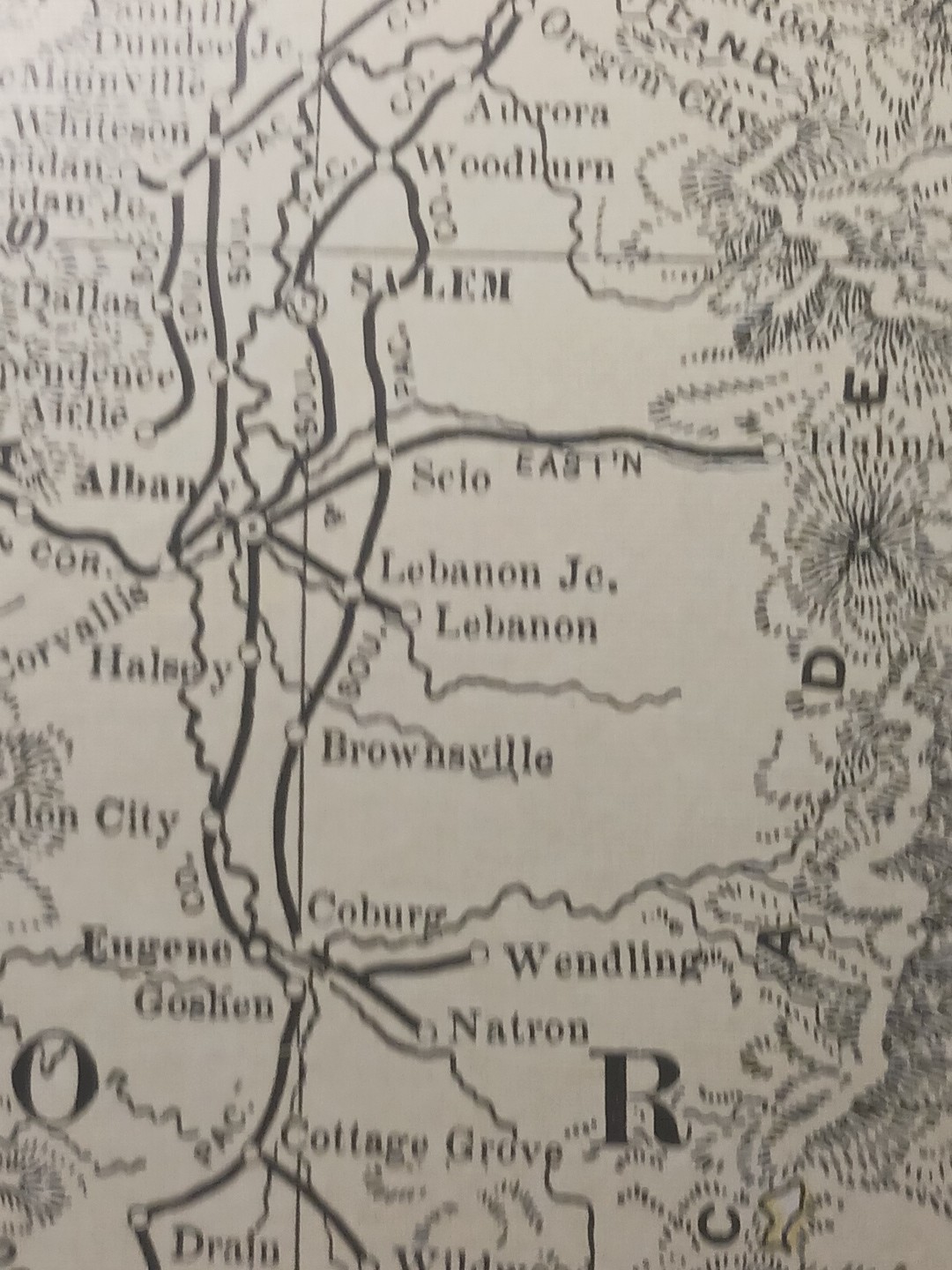 ~1904 Antique Railroad Map WASHINGTON OREGON All railway Routes Depots 11×9″