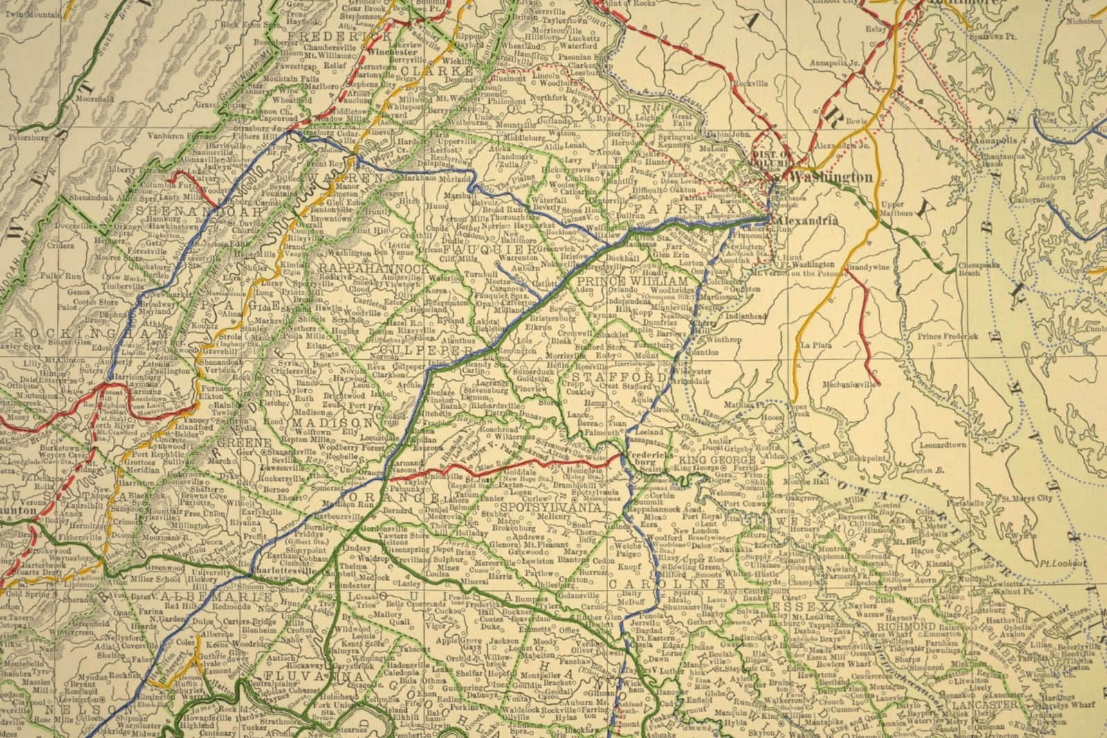 1914 Antique Map of VIRGINIA Railroads Map ORIGINAL Atlas Map VGN Ry DATED