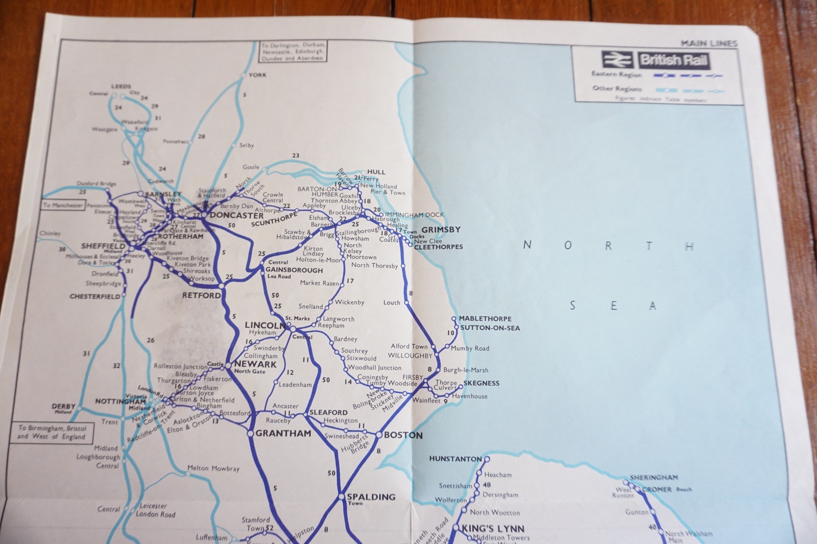 June 1965 Eastern Region British Rail Railway Map