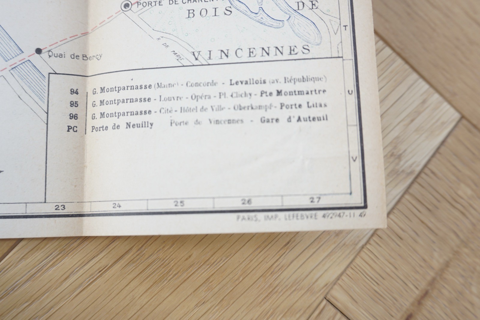 1949 Paris Autobus Metro Map Bus Railway Map France
