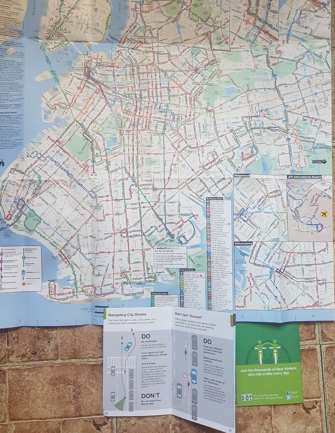 Lot of 5 Brooklyn Bus Map (3) and Bike Smart Guide to Cycling in NYC (2) New