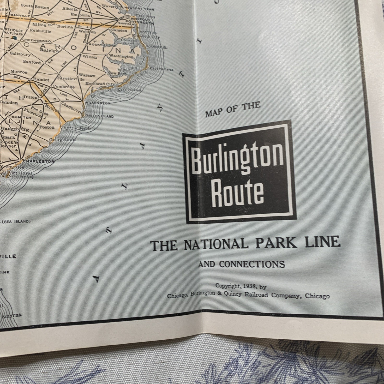1938 United States Railroad Map Guide Burlington Route Vintage 36×19” USA Large
