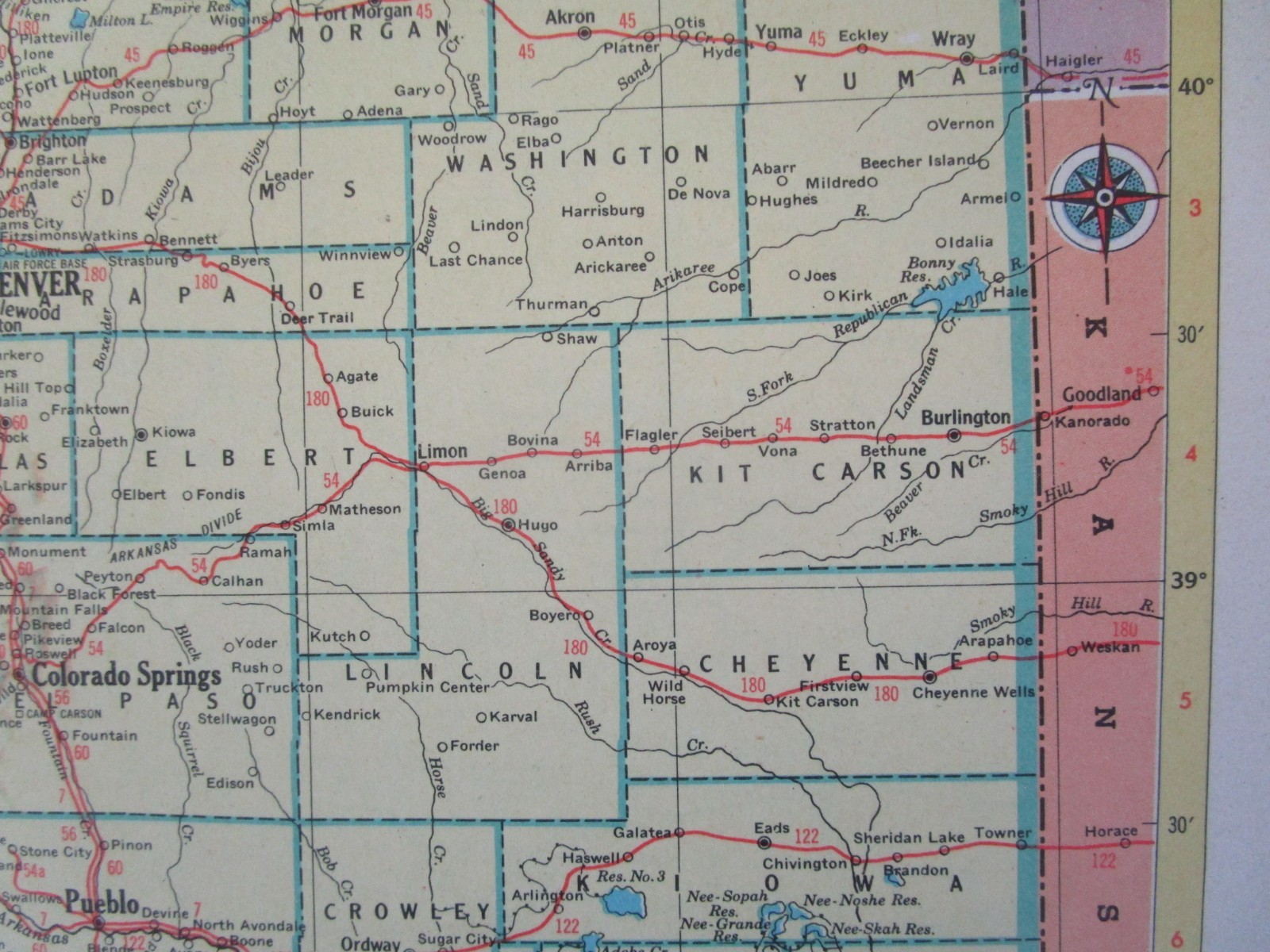 CO CT 1952 COLORADO TOPO RAILROAD Map SAN LUIS VALLEY CENTRAL RR or CONNECTICUT